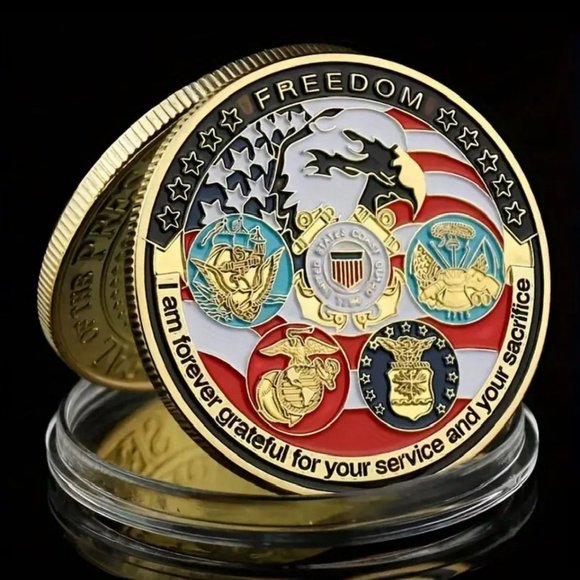 DEFENDERS of FREEDOM - U.S. Armed Forces Challenge Coins - 2 Coins - Picture 1 of 5